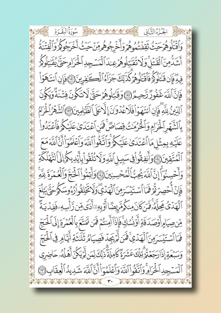 Seiten des Heiligen Qur'an für Design p021 bis p030