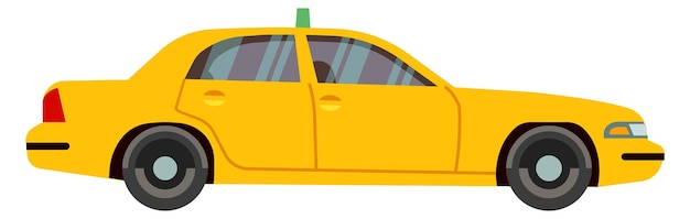 Seitenansicht der gelben limousine cartoon-taxi-auto-symbol