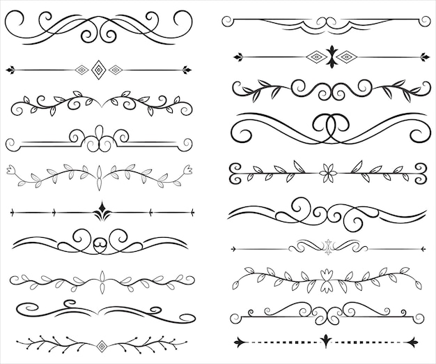 Seitenteiler und Design-Elemente Set von verschiedenen einfachen schwarzen Teiler Design Assorted Teiler