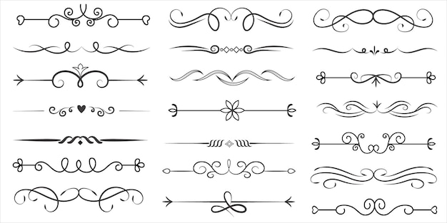 Seitenteiler und Design-Elemente Set von verschiedenen einfachen schwarzen Teiler Design Assorted Teiler