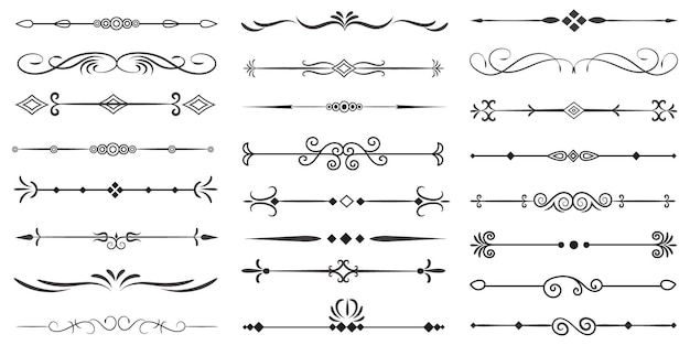 Seitenteiler und Design-Elemente Set von verschiedenen einfachen schwarzen Teiler Design Assorted Teiler