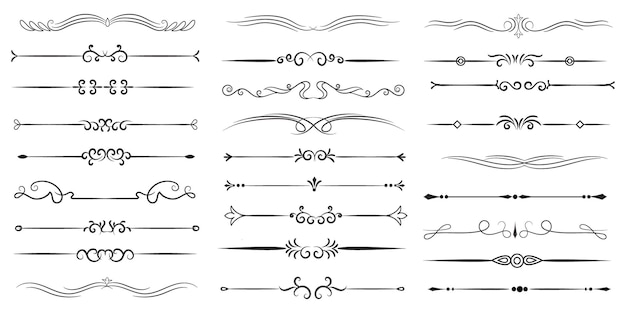 Seitenteiler und Design-Elemente Set von verschiedenen einfachen schwarzen Teiler Design Assorted Teiler
