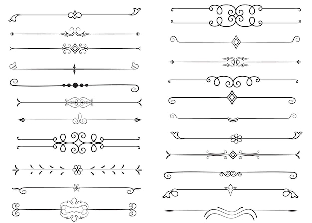 Seitenteiler und Designelemente Satz verschiedener einfacher schwarzer Teiler Design sortierter Teiler