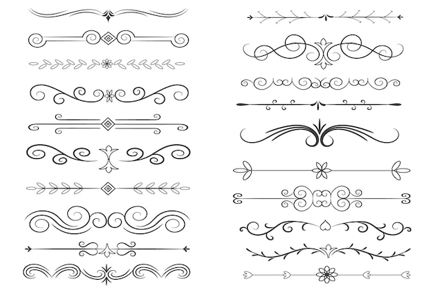Seitenteiler und Designelemente Satz verschiedener einfacher schwarzer Teiler Design sortierter Teiler