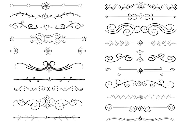Seitenteiler und Designelemente Satz verschiedener einfacher schwarzer Teiler Design sortierter Teiler