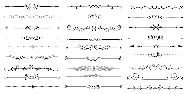 Seitenteiler und Designelemente Satz verschiedener einfacher schwarzer Teiler Design sortierter Teiler