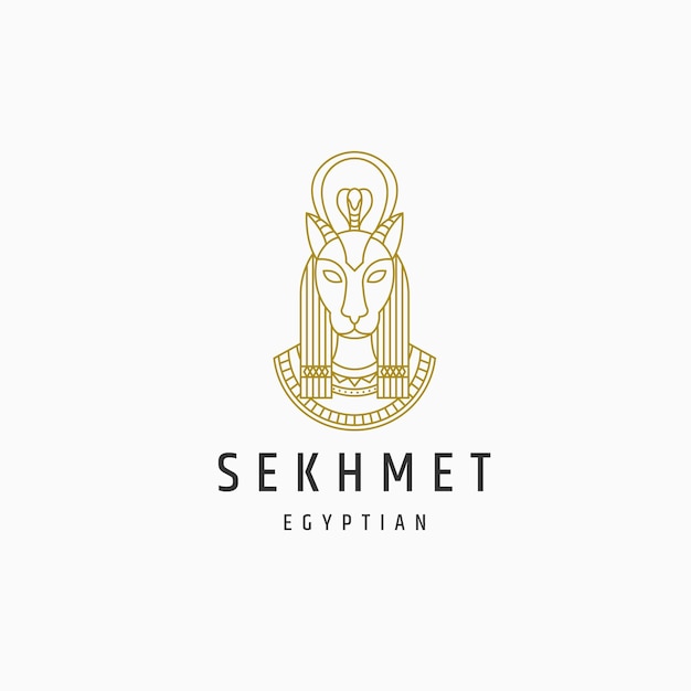 Sekhmet ägyptischer göttinnen-linienstil-logo-vorlage