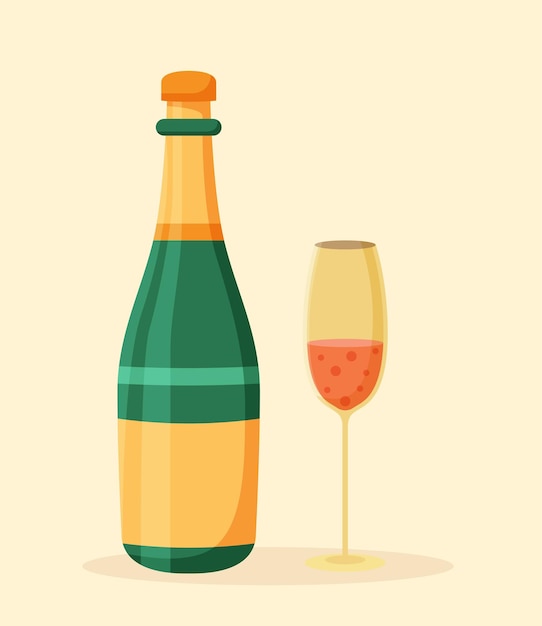 Sektflasche und glas cheers celebration vector illustration