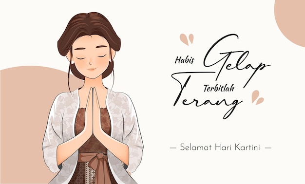 Vektor selamat hari kartini bedeutet happy kartini day kartini ist eine indonesische weibliche heldin habis gelap terbitl