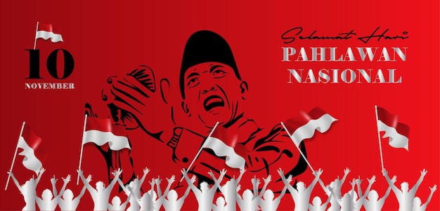 Vektor selamat hari pahlawan nasional glücklicher indonesischer nationalheldentag illustrationsbanner
