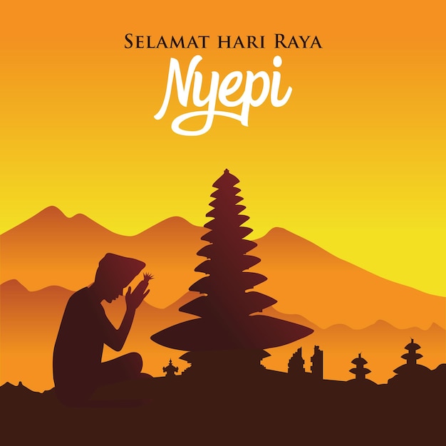 Selamat Hari Raya Nyepi Übersetzung Happy Day of Silence Nyepi Geeignet für Grußkarten und Banner