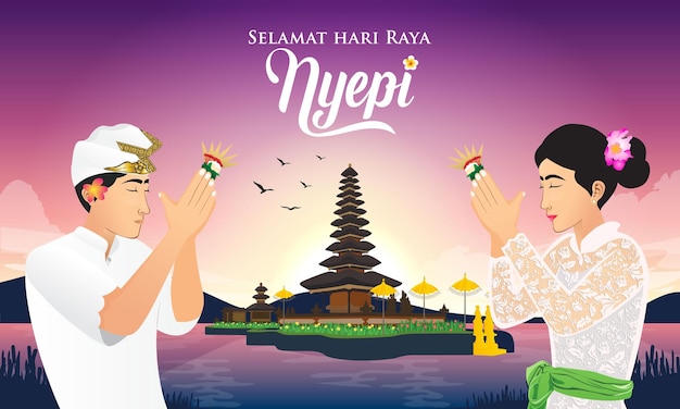 Selamat hari raya nyepi übersetzung happy day of silence nyepi geeignet für grußkarten und banner