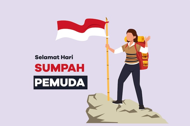 Selamat hari sumpah pemuda übersetzung happy indonesian youth pledge farbige flache vektorillustration isoliert