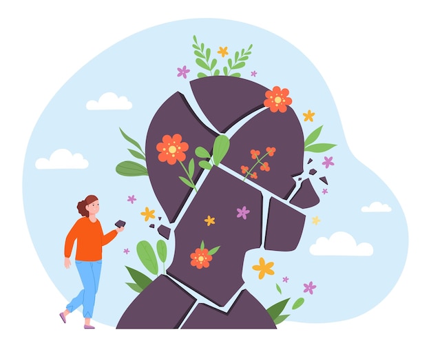 Selbstbewusstsein Abstrakt vorstellen mentales Bewusstsein Person Überzeugung Einstellung innere Konzentration Achtsamkeit Geist Gehirn spirituelle Gesundheit Gedanken Führung Konzept Illustration