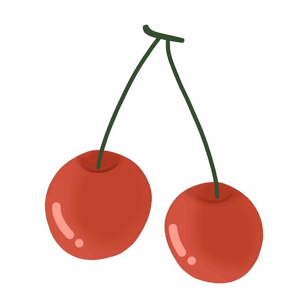 Semi-realistische Kirschillustration-Symbol Single