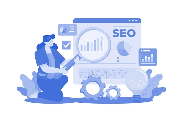 Seo manager illustrationskonzept auf weißem hintergrund