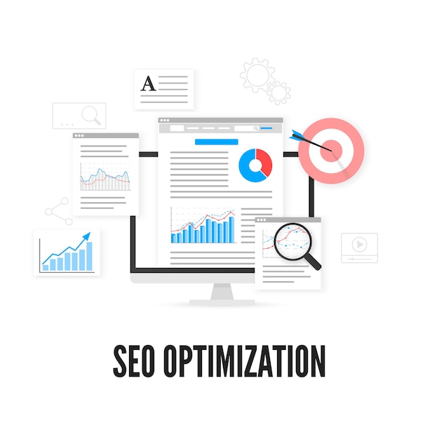 SEO-Optimierungskonzept. Webanalyse-Design. Suchmaschinenoptimierung.
