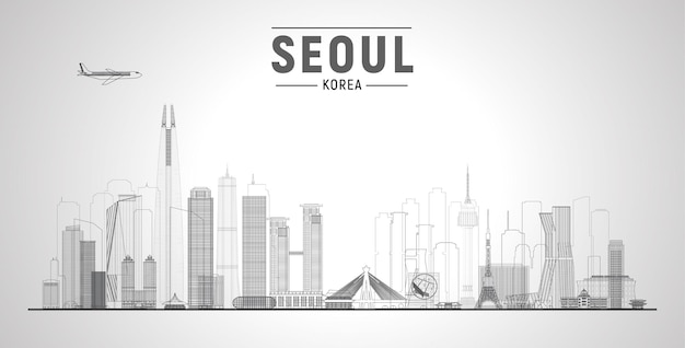 Seoul Korea City Skyline Vektorlinien Illustration Flache Vektorillustration Geschäftsreisen und Tourismuskonzept mit modernen Gebäuden Bild für Banner oder Website