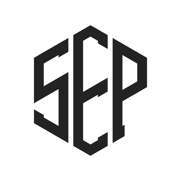 SEP-Logo-Design Anfangsbuchstaben SEP-Monogramm-Logo in sechseckiger Form