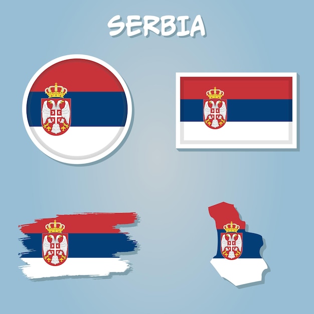 Serbien-Flagge innerhalb der serbischen Kartengrenzen-Vektorillustration