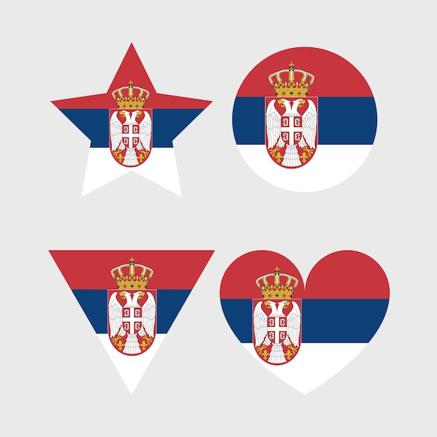 Vektor serbien-flaggenvektorsymbole, reihe von illustrationen