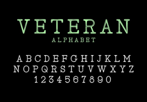 Serifenschrift im alten militärstil vektorschriftarten für typografietitel, logos und mehr