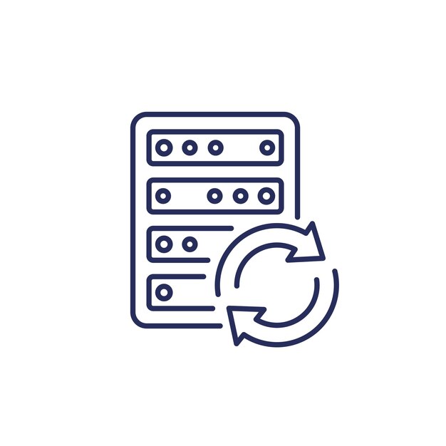 Server-Backup-Zeilen-Symbol auf weiß