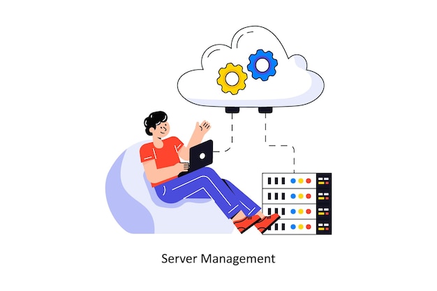 Server-Management-Flat-Style-Design-Vektor-Illustration Stock-Illustration