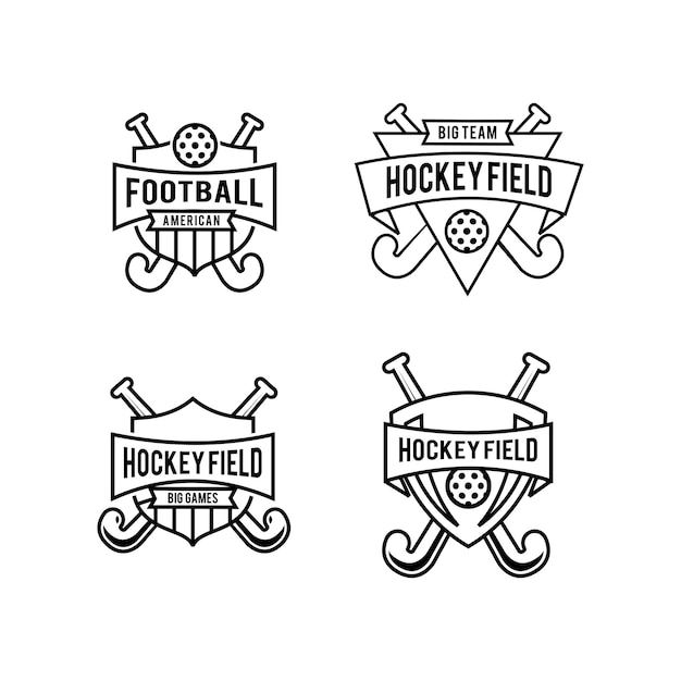 Set american ice hockey sport line-logo-abzeichen