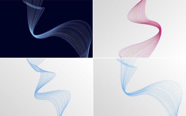Set aus 4 Vektorlinien-Hintergründen, um Ihren Designs einen professionellen Touch zu verleihen