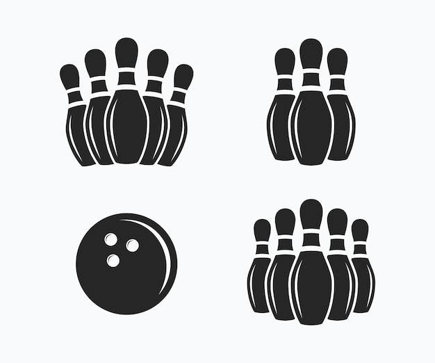 Set aus bowling-pin und bowlingkugel-vektorsymbol