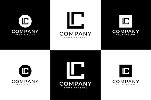 Set aus buchstaben lc logo kreatives design für alle zwecke