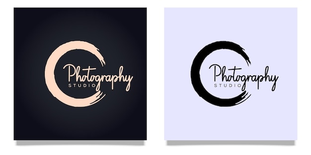 Set aus fotostudio-stempel und kreativem fotografie-logo