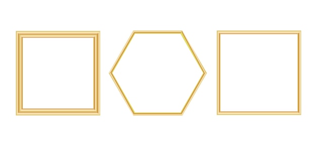 Set aus goldenen metallrahmen in verschiedenen formen