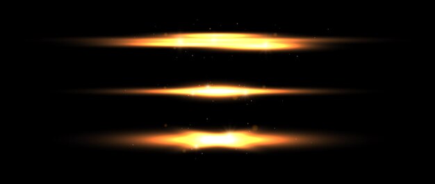 Set aus goldenen Neon-Trennlinien mit gelben leuchtenden horizontalen Streifen-Kollektion Fluoreszierendes goldenes Licht