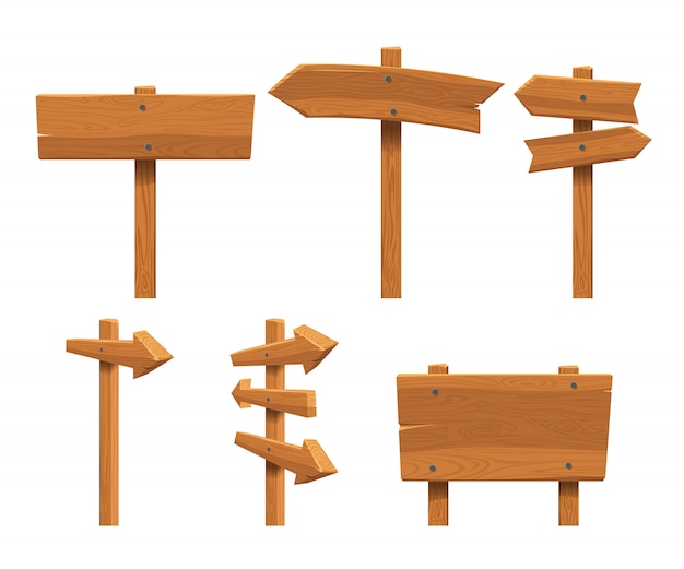 Set aus Holzschildern