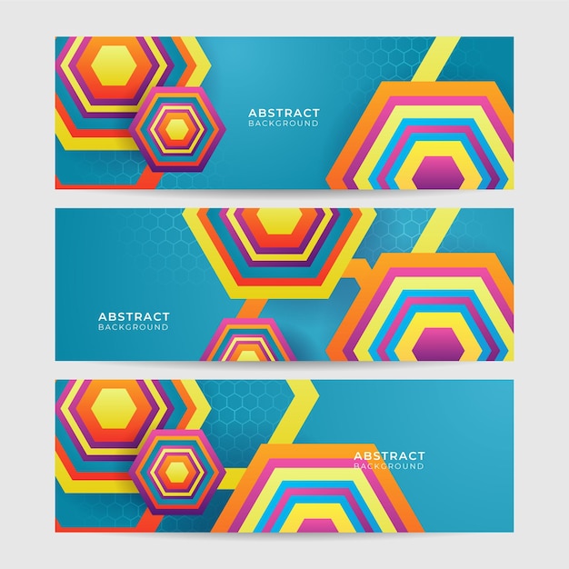 Set aus modernem, farbenfrohem, geometrischem, abstraktem Bannerhintergrund Business- oder Technologie-Präsentationsdesign-Vorlage Broschüre oder Flyer-Muster oder geometrisches Web-Banner