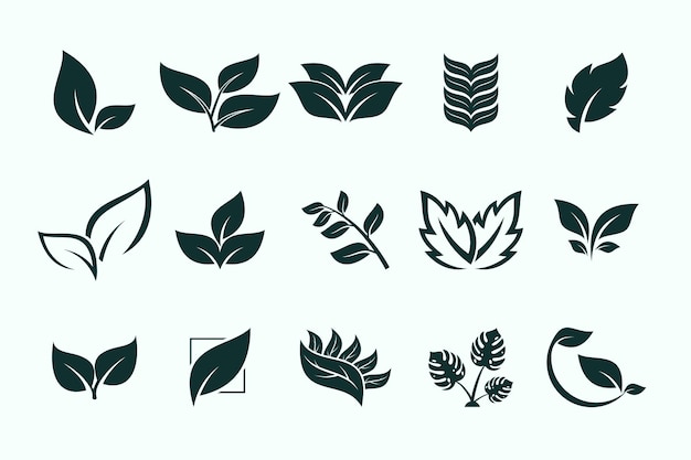 Vektor set aus natur-symbol hinterlässt pflanzen-logo-element kreatives bio-pflanzen- und ökologie-konzeptdesign