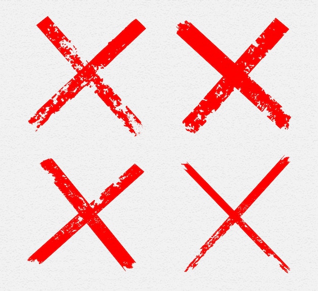 Vektor set aus rotem grunge-x-zeichen
