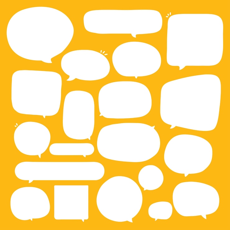 Vektor set aus sprechblasentext, chatbox, umriss-cartoon-illustrationsdesign für nachrichtenboxen. ballon doo