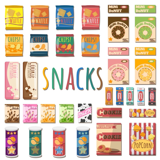 Set aus verschiedenen snacks.