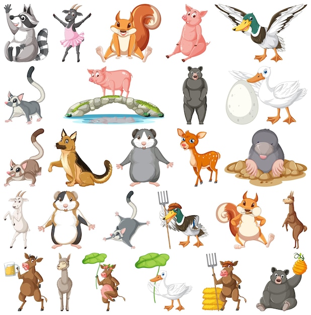 Set aus verschiedenen Tierkindern