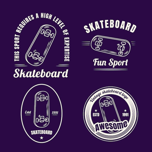 Set aus vintage-skateboard-shop-logo und emblem