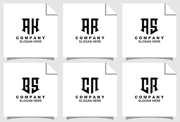 Vektor set aus zwei monogramm-logo-vorlagen mit initialen