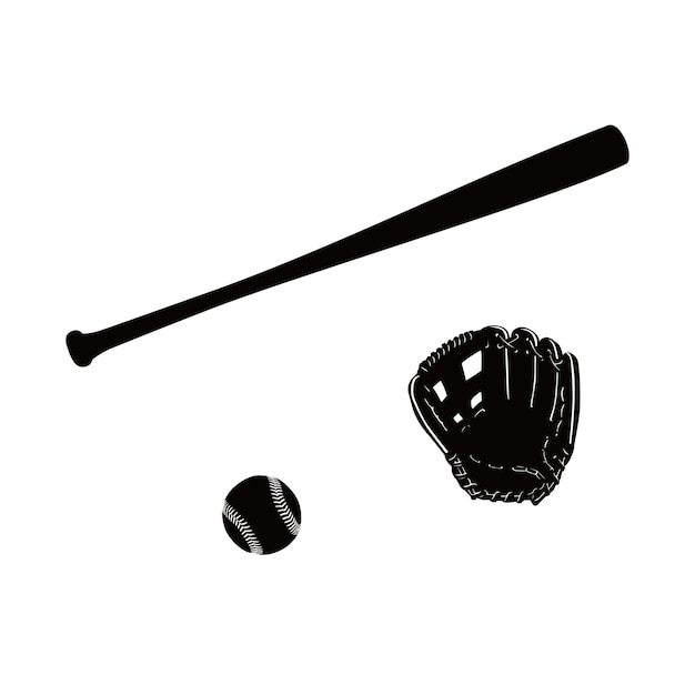 Set-baseball-ausrüstung silhouette-design sportzeichen und -symbol