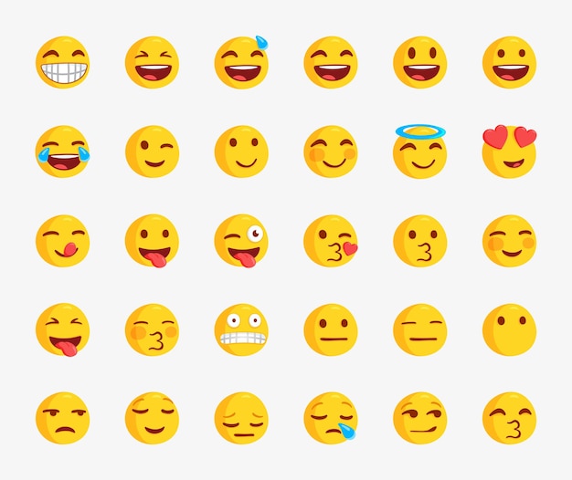 Vektor set beliebter emoji-gesicht für social-media-reaktionen emojis emoticon