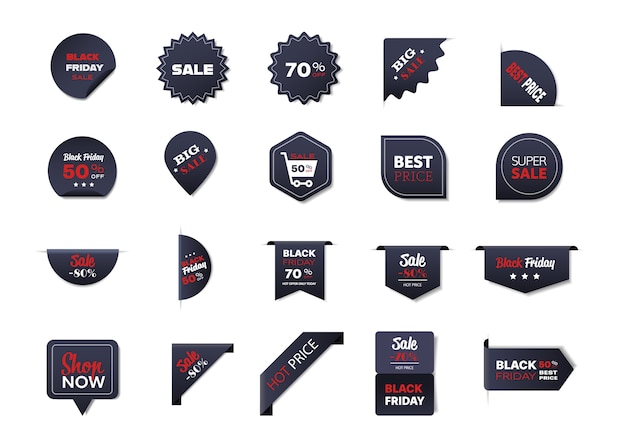 Set black friday abzeichen sonderangebot verkauf promo marketing urlaub shopping
