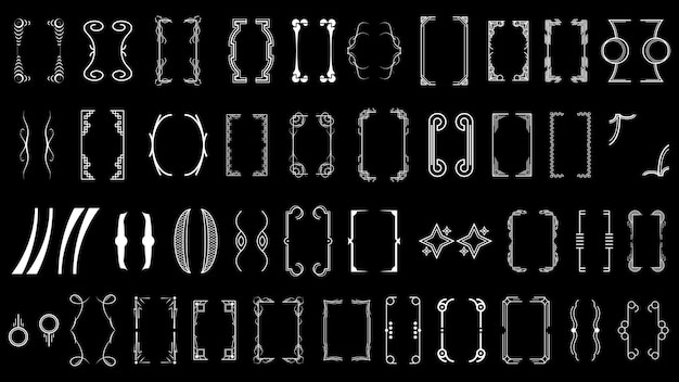 Set Black Simple Line Collection verschiedene Doodle Klammern Klammern Klammern Elemente Vektor