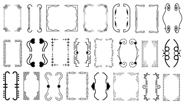 Set Black Simple Line Collection verschiedene Doodle-Klammern, Klammern, Klammern Elemente Vektor