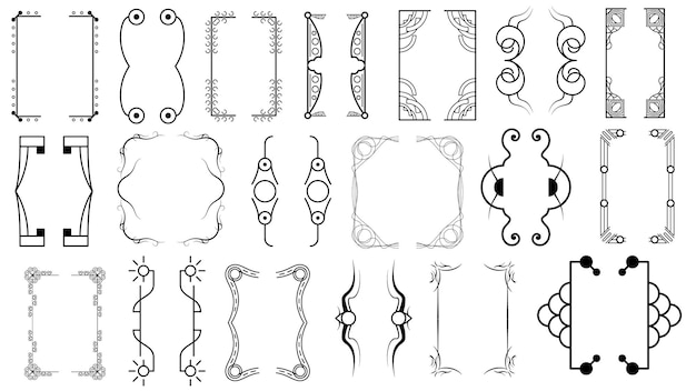 Set Black Simple Line Collection verschiedene Doodle-Klammern, Klammern, Klammern Elemente Vektor